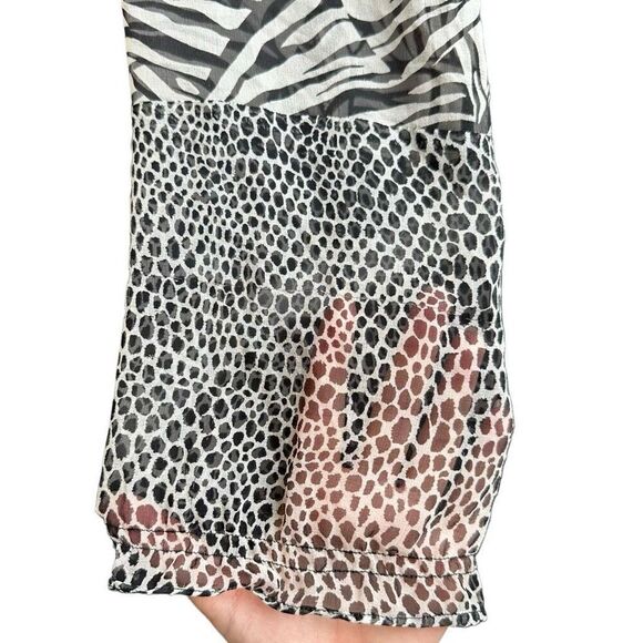 See by Chloe 100% Silk Jungalow Zebra Leopard Print Keyhole Off Shoulder Blouse - Picture 8 of 13